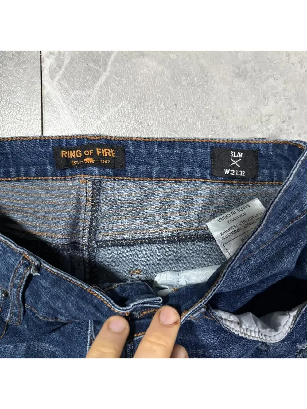 Ring of Fire Distressed Moto Biker Jeans Slim W32 L32